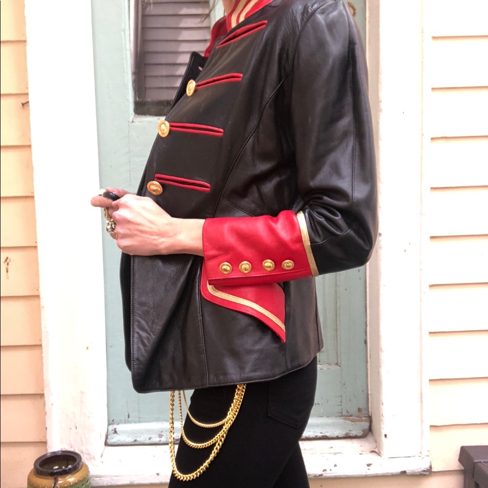 Lillie Rubin leather military jacket - Picture 3 of 8